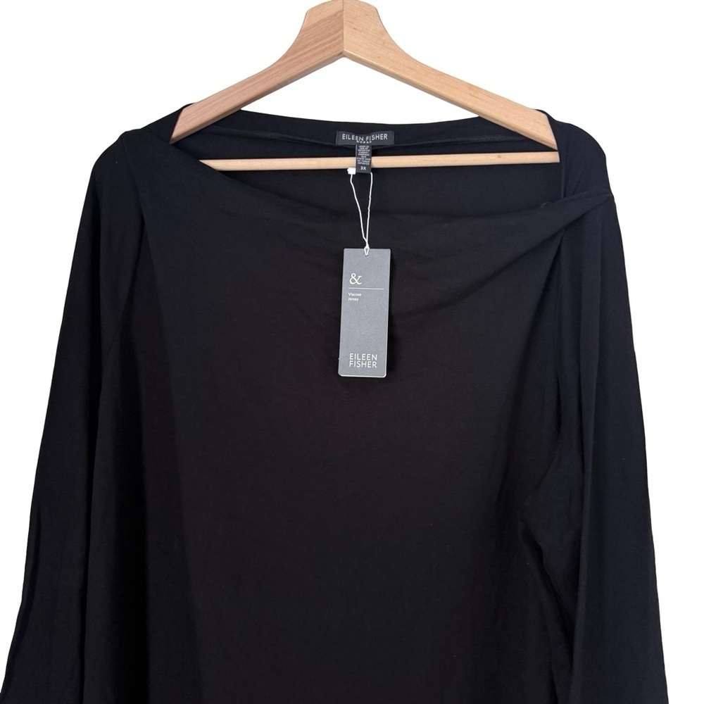 NWT Eileen Fisher Bateau Neckline Long Sleeve Dress Sz 3X Black - Picture 5 of 11